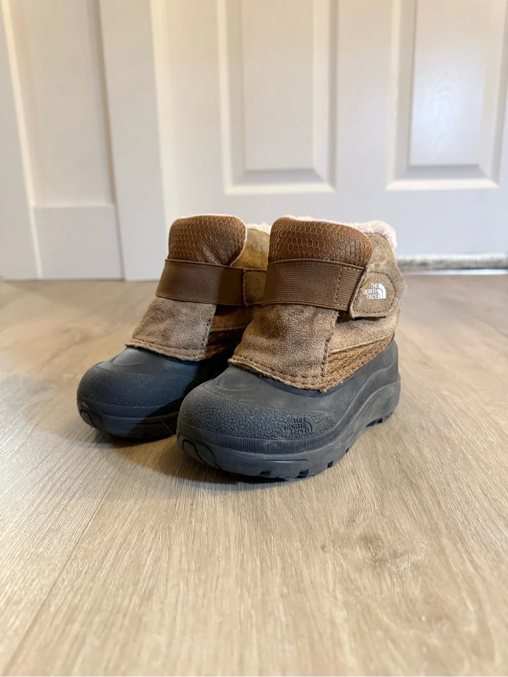 The North Face Brown Kids Snow Boots with Black Rubber Sole